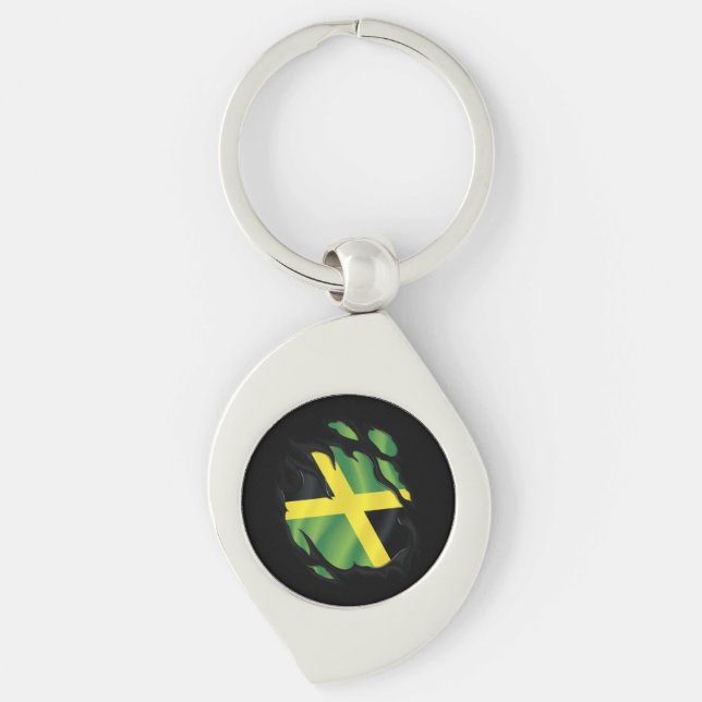 Jamaica Ripped Flag Key Ring (Front)