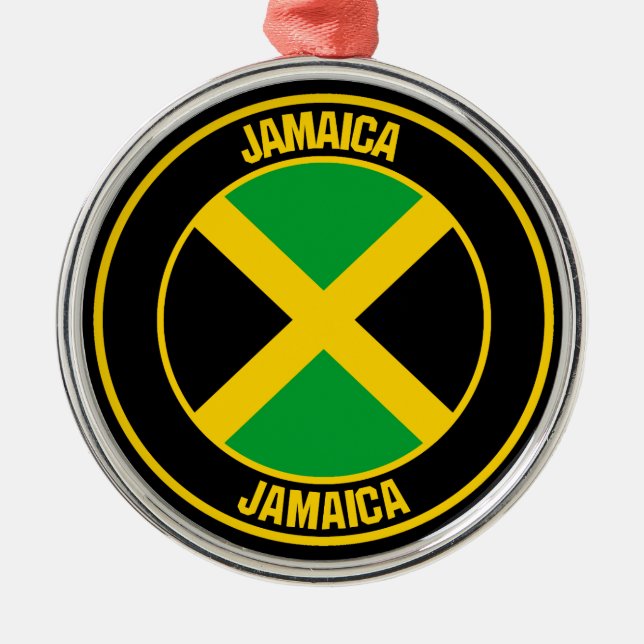 Jamaica Round Emblem Metal Tree Decoration (Front)