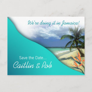 Jamaica Save The Date (emerald waters) Announcement Postcard