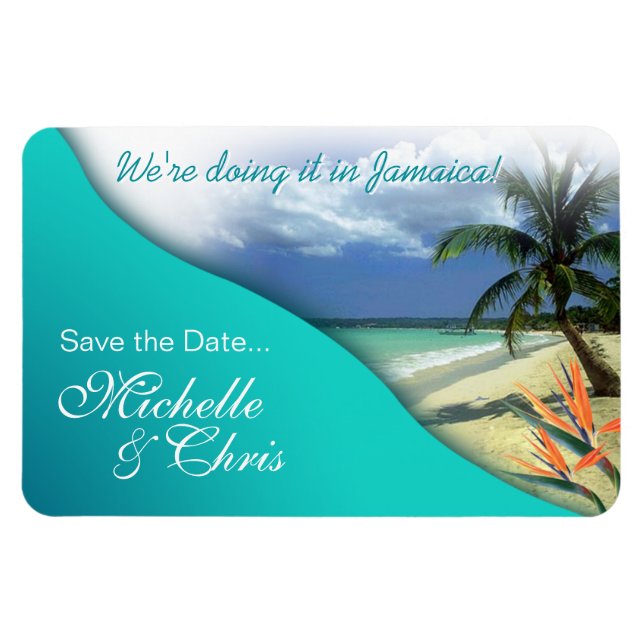 Jamaica Save The Date (emerald waters) Magnet (Horizontal)