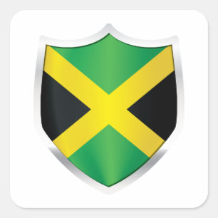 Jamaica Silver Shield Flag Square Sticker
