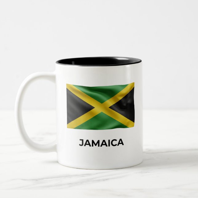 Jamaica Simple Flag | Everyday Pride Two-Tone Coffee Mug (Left)