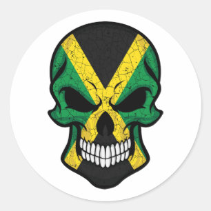 Jamaica Smiling Skull Flag  Classic Round Sticker