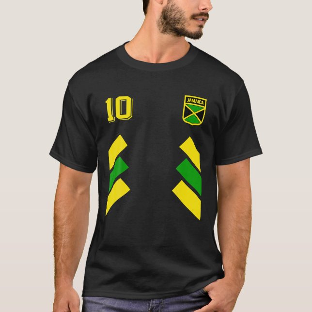 Jamaica Soccer Jamaican Football Stripes 10 Jersey T-Shirt (Front)
