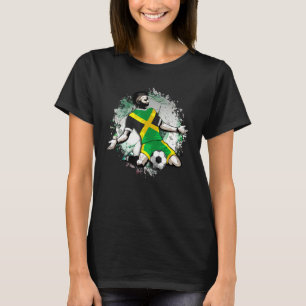 Jamaica Soccer Jamaican National Flag Football Des T-Shirt