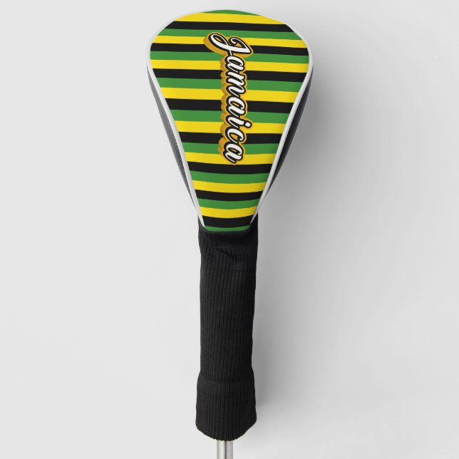 Jamaica stripes country flag symbol text typograph golf head cover (Front)