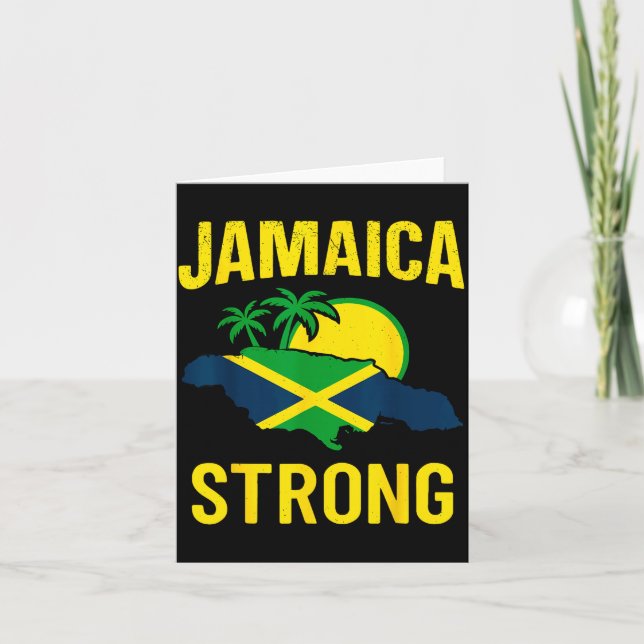Jamaica Strong I Love Jamaican Flag Heart Women Me Card (Front)