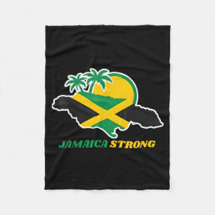 Jamaica Strong I Love Jamaican Flag Heart Women Me Fleece Blanket