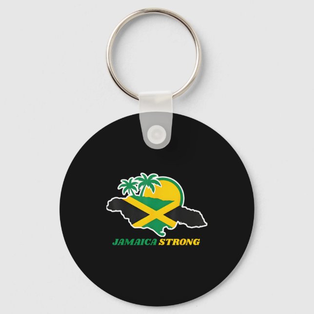 Jamaica Strong I Love Jamaican Flag Heart Women Me Key Ring (Front)