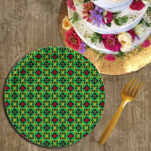 Jamaica Table Sets, Hearts & Jamaica Flag Paper Plate (Creator Uploaded)