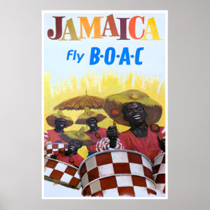 Jamaica Travel Poster Jamaican Art BOAC Print