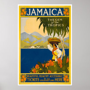 Jamaica Travel Poster Jamaican Gift Steamshi