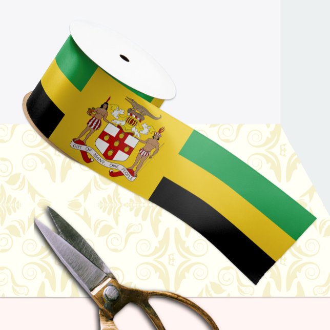 Jamaica Tricolor Ribbon, Emblem, Jamaican Grosgrain Ribbon (Creator Uploaded)