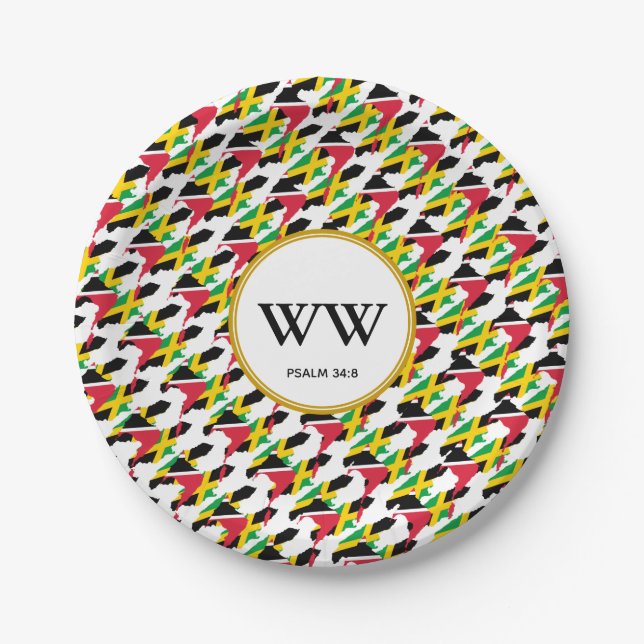 JAMAICA TRINIDAD Dual Heritage Party Paper Plate (Front)