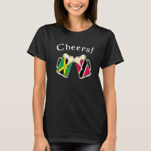 Jamaica Trinidad & Tobago Flag Cheers Beer Grown P T-Shirt