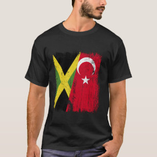 Jamaica Turkey Half Flag Turkiye Jamaican Turkish  T-Shirt