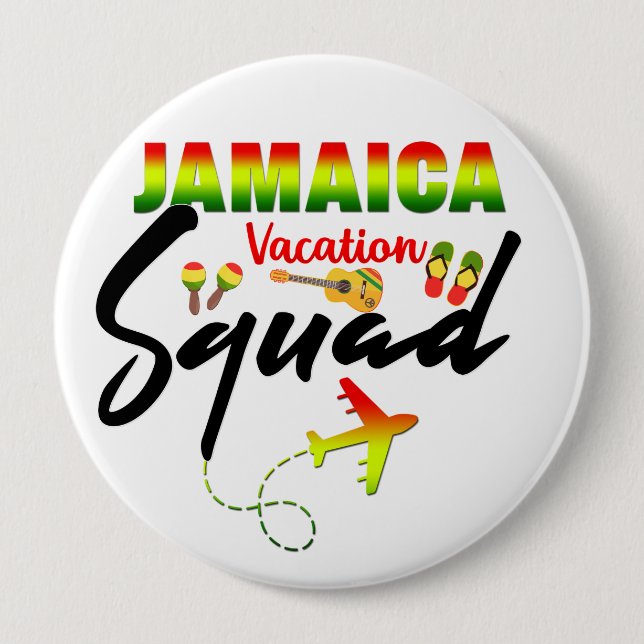 Jamaica Vacation Squad Group Matching Reggae   10 Cm Round Badge (Front)