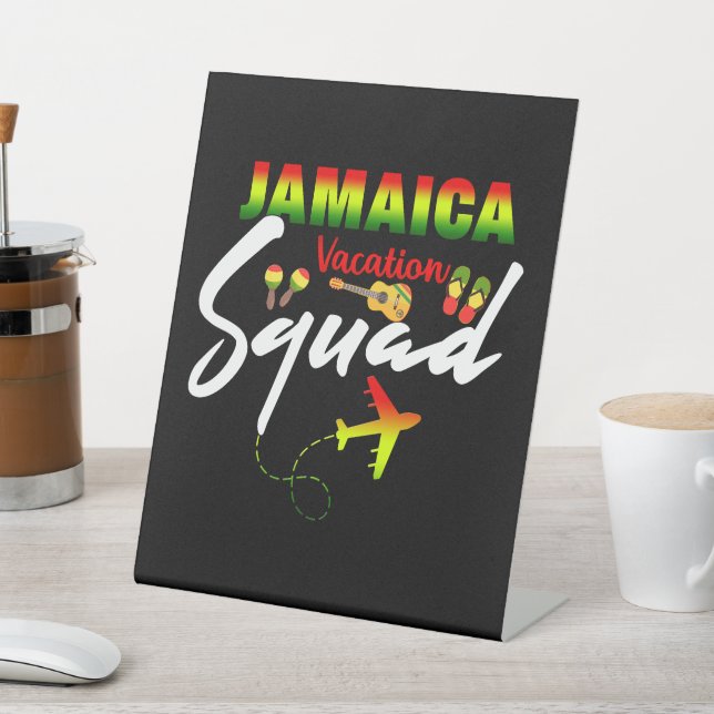 Jamaica Vacation Squad Group Matching Reggae  Pedestal Sign (In SItu)