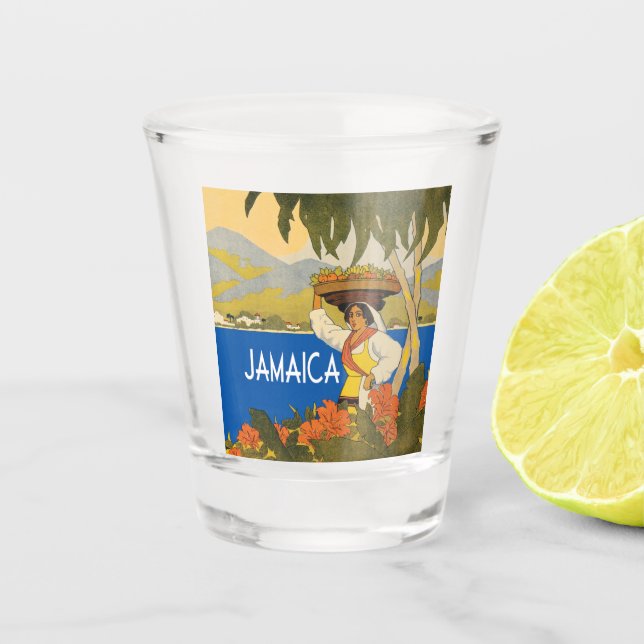 Jamaica vintage travel style  shot glass (Front)