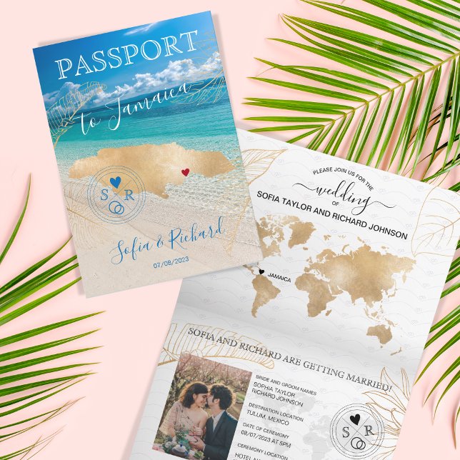 Jamaica Wedding Destination Passport  Map Invitation (Creator Uploaded)