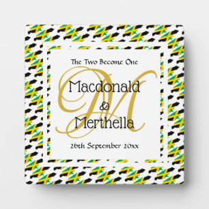 JAMAICA Wedding Keepsake Gift Custom Monogram Plaque