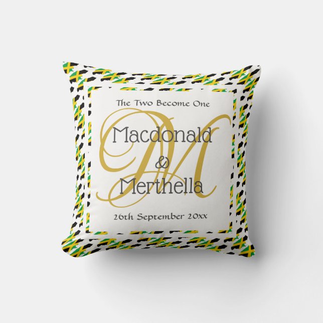 JAMAICA WEDDING KEEPSAKE Two Become One Custom Cushion (Front)