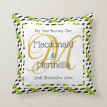 JAMAICA WEDDING KEEPSAKE Two Become One Custom Cushion<br><div class="desc">Modern, stylish keepsake for a very special patriotic wedding, with map outline of JAMAICA in a tiled pattern. Placeholder text is customisable, so you can replace with your name(s, monogram and date. This would make a wonderful wedding gift or anniversary present - either for yourself, your spouse or for some...</div>