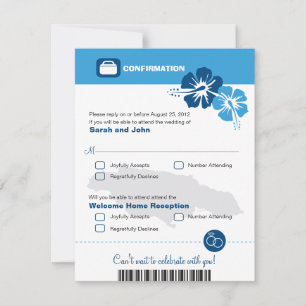 Jamaica Wedding RSVP Confirmation Boarding Pass Card