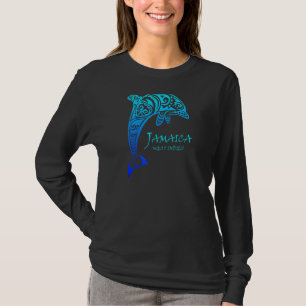 Jamaica West Indies Vintage Retro Tribal Dolphin V T-Shirt