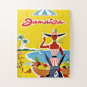 Jamaica, Woman on the Donkey by the Coast, Funny Jigsaw Puzzle