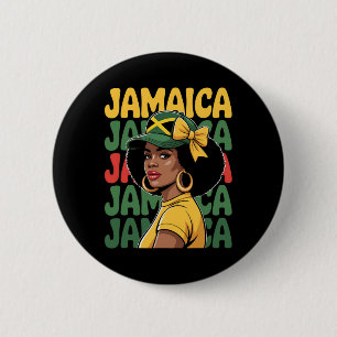 Jamaica Women Girl Jamaican Flag Vacation Trip Coq 6 Cm Round Badge