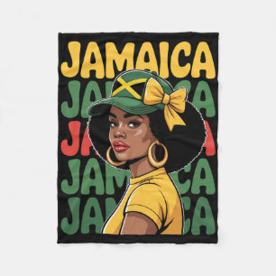 Jamaica Women Girl Jamaican Flag Vacation Trip Coq Fleece Blanket