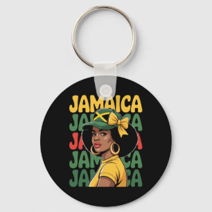 Jamaica Women Girl Jamaican Flag Vacation Trip Coq Key Ring