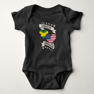 Jamaican American Heart Flags Jamaica America Baby Bodysuit