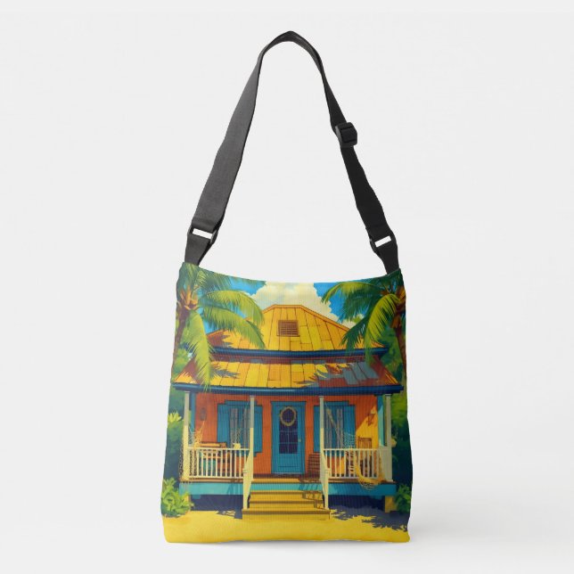 Jamaican beach cottage crossbody bag (Front)