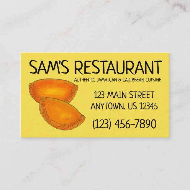 Jamaican Beef Patty Caribbean Restaurant Food Business Card (Front)