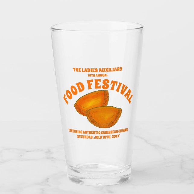 Jamaican Beef Patty Food Fest Caribbean Cuisine Glass (Front)