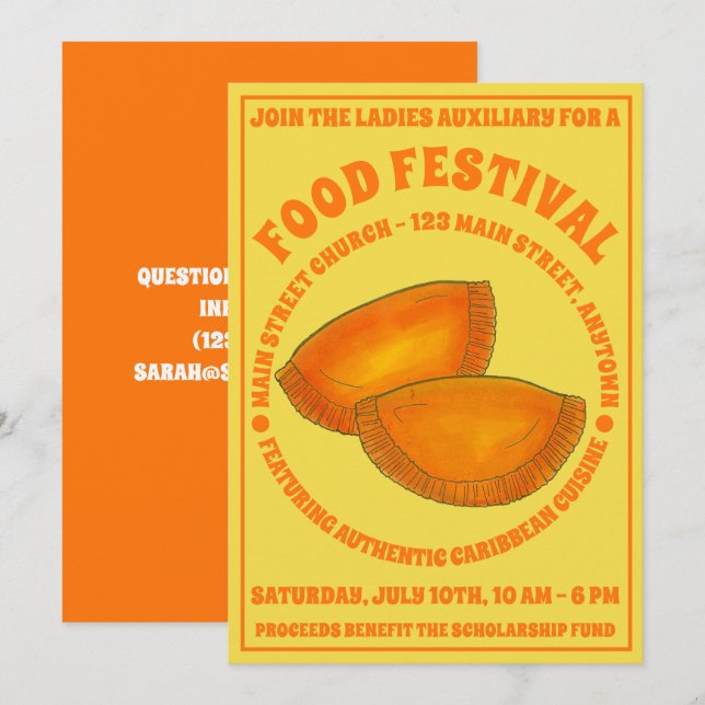 Jamaican Beef Patty Food Fest Caribbean Cuisine Invitation (Front/Back)
