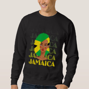 Jamaican Black Girl Messy Bun Hair Jamaica Flag Pr Sweatshirt