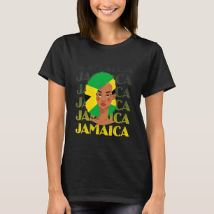 Jamaican Black Girl Messy Bun Hair Jamaica Flag Pr T-Shirt