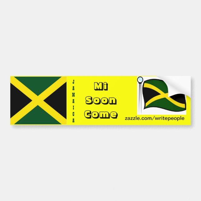 Jamaican  bumper stickers-mi soon come sticker (Front)