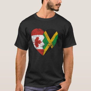 Jamaican Canadian Flags Heart Canada Jamaica Roots T-Shirt