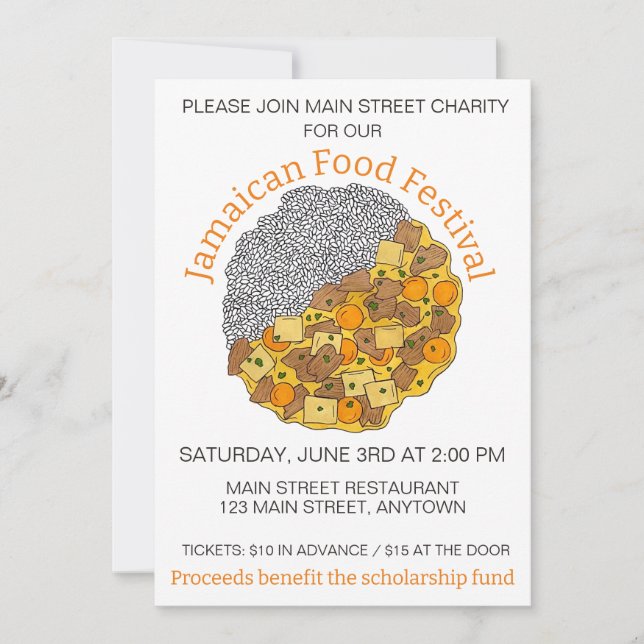 Jamaican Caribbean Cuisine Food Curry Chicken Rice Invitation (Front)