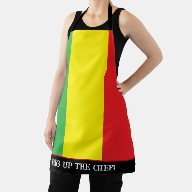 Jamaican Chef and Cook Rasta Striped Apron (Insitu)