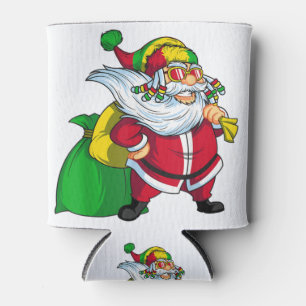 Jamaican christmas rasta santa claus rastafarian.p can cooler