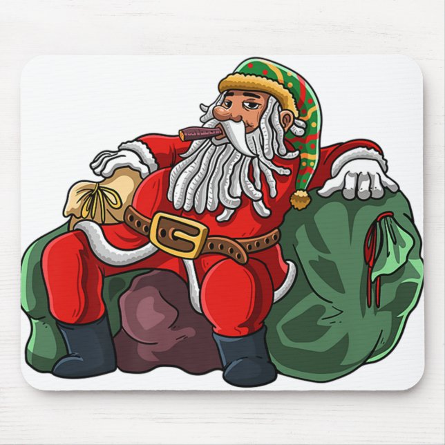 Jamaican christmas rasta santa claus rastafarian p mouse pad (Front)