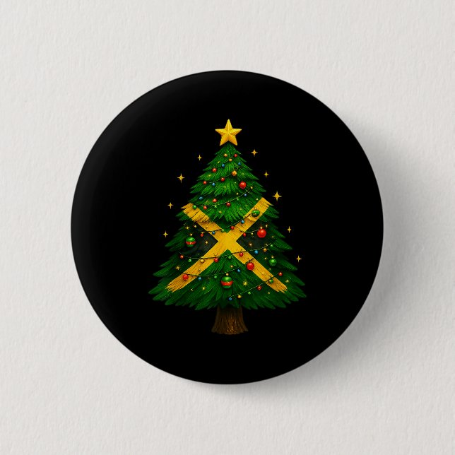 Jamaican Christmas Tree Design, Festive Holiday Gr 6 Cm Round Badge (Front)