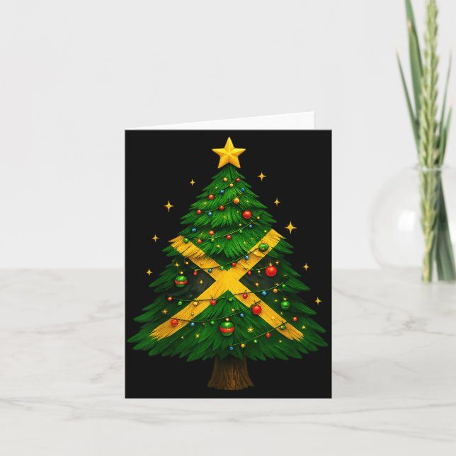 Jamaican Christmas Tree Design, Festive Holiday Gr Card (Front)