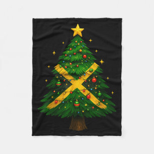 Jamaican Christmas Tree Design, Festive Holiday Gr Fleece Blanket