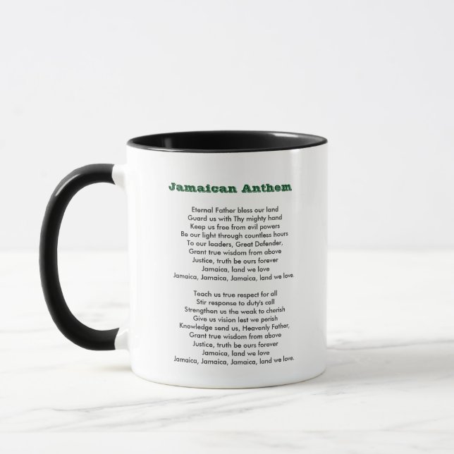 Jamaican Coat of Arms Taino Pineapples Anthem Mug (Left)